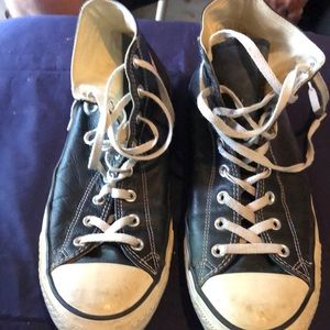 Black leather size 13 vintage Converse. Chuck Taylor all stars